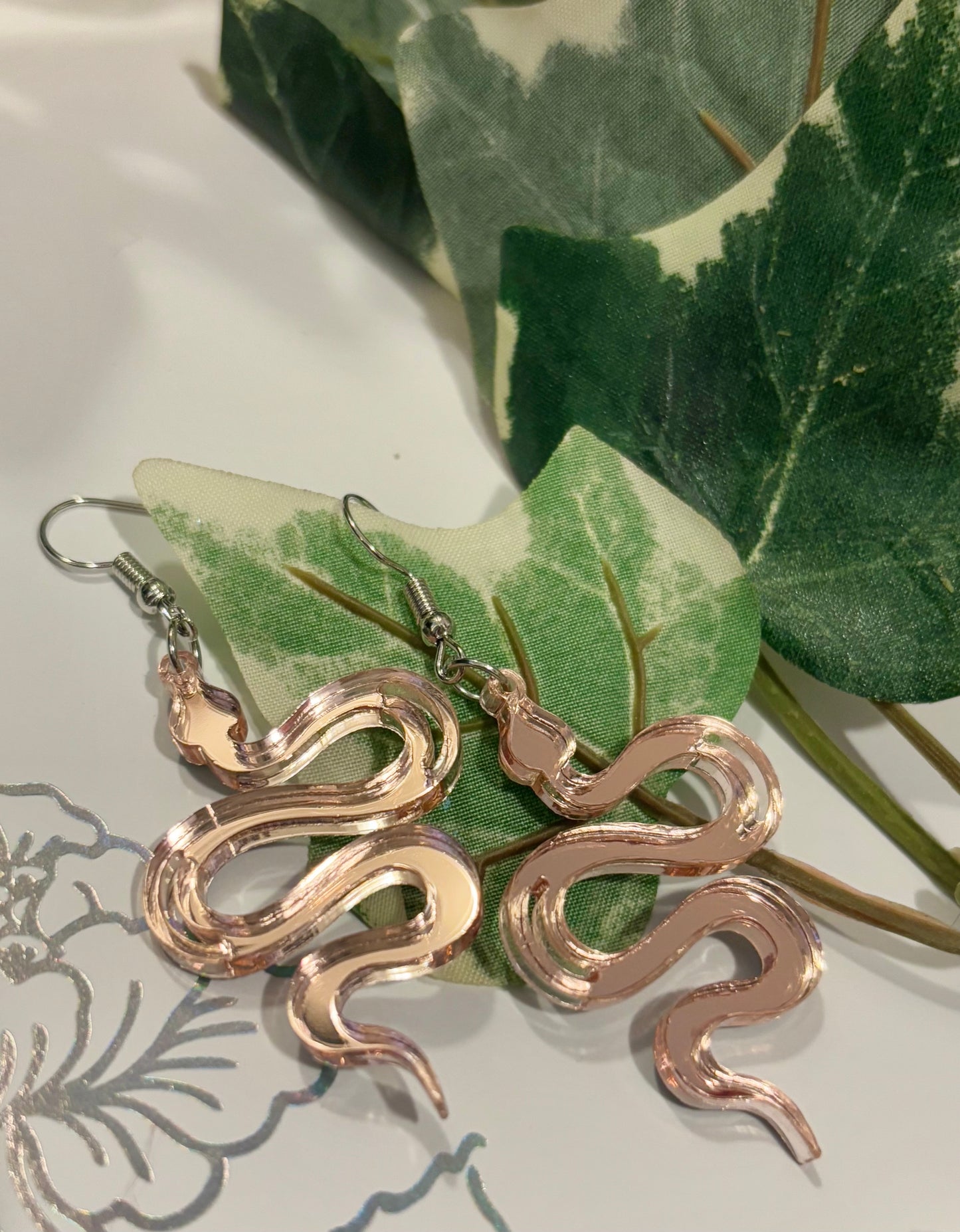 Acrylic Snake Dangly Earrings