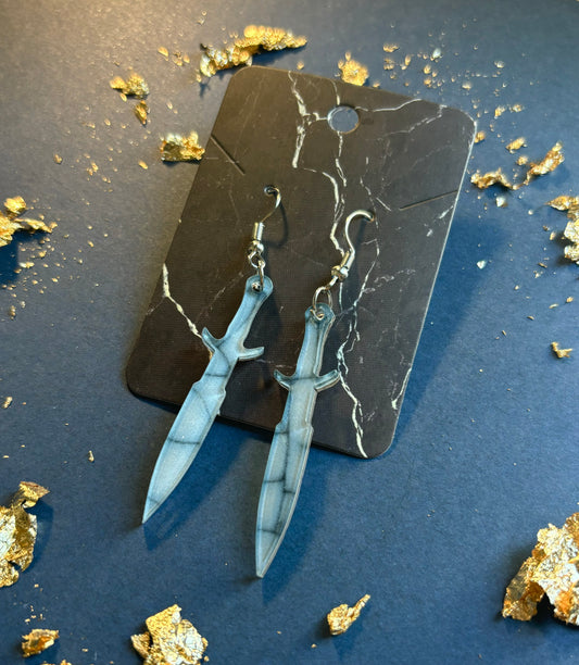 Marbled Blue Dagger Earrings
