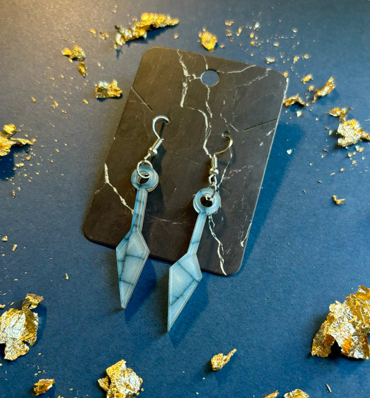 Blue Marble Kunai Earrings