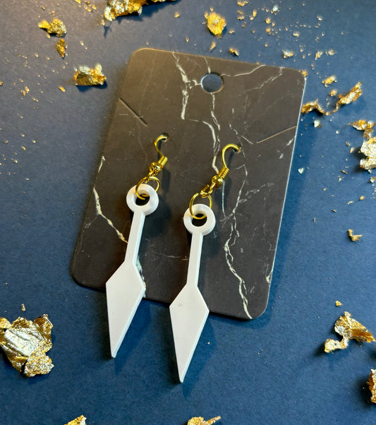 White Kunai Earrings