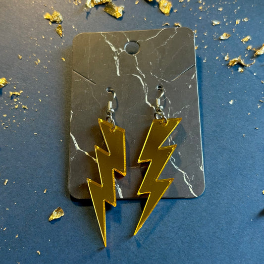 Golden Lightening Bolt Earrings