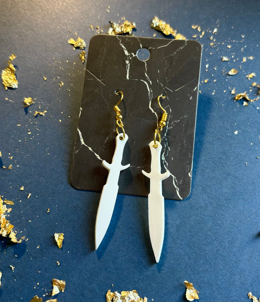 White Dagger Earrings