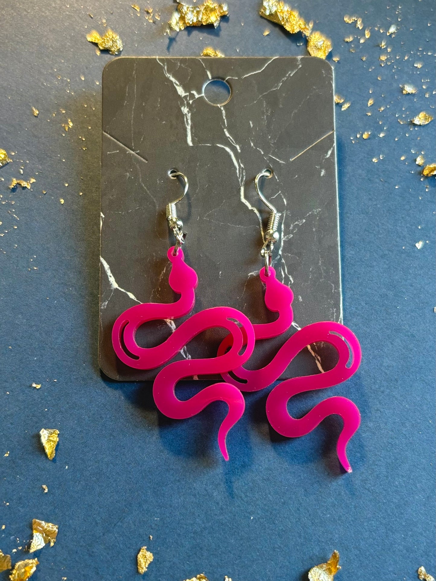 Acrylic Snake Dangly Earrings
