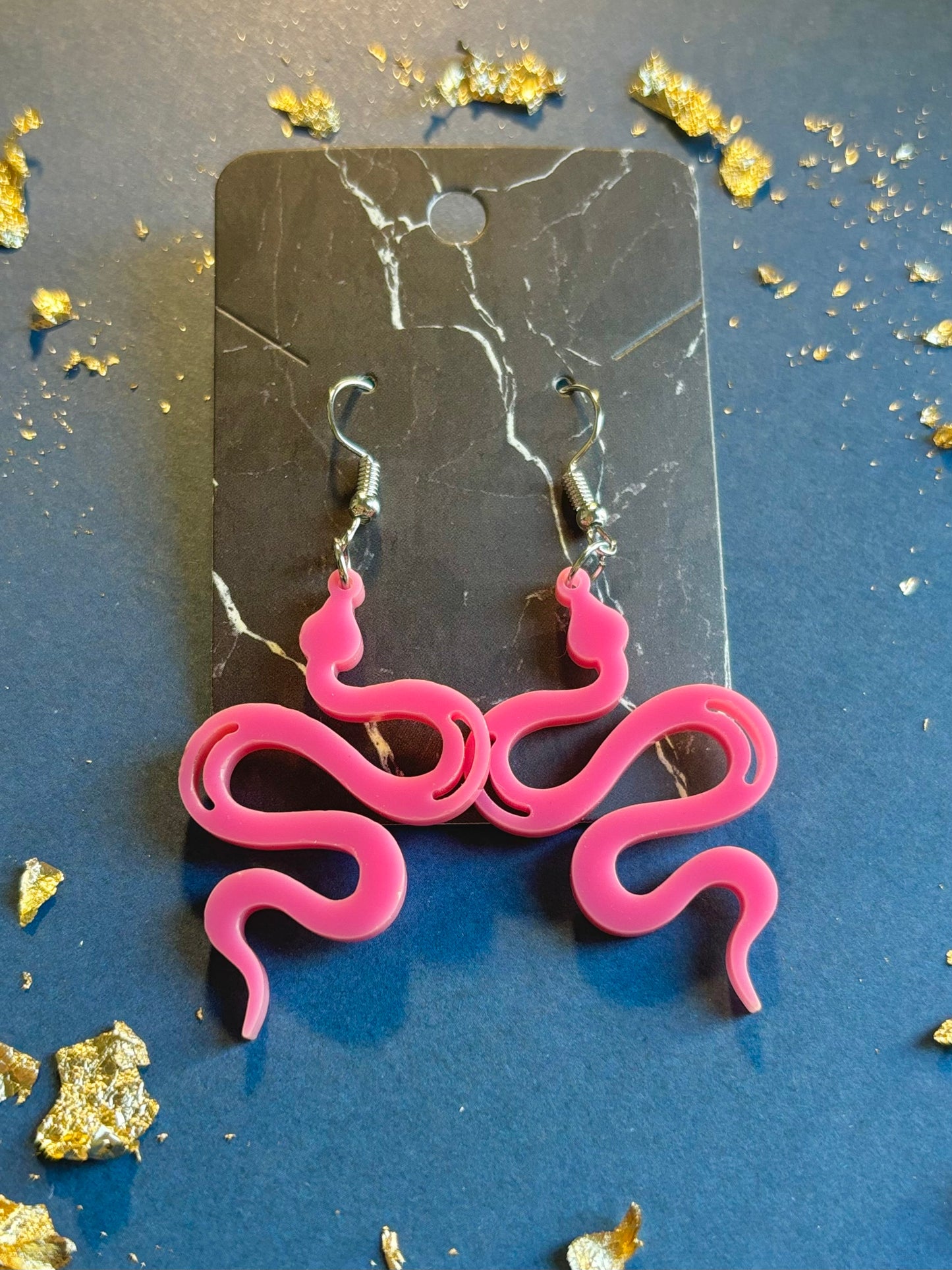 Acrylic Snake Dangly Earrings