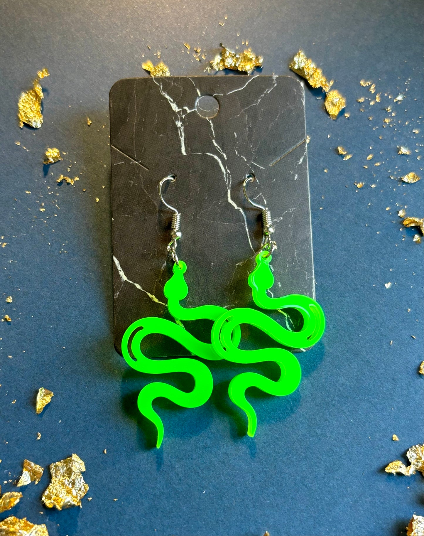 Acrylic Snake Dangly Earrings