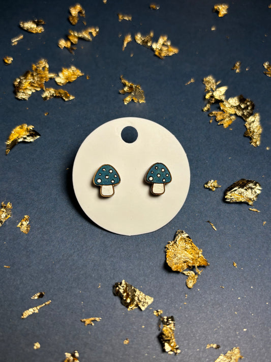 Blue & White Mushroom Stud